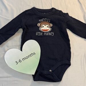 GAP - Navy Blue Baby Onesie with Monkey Design